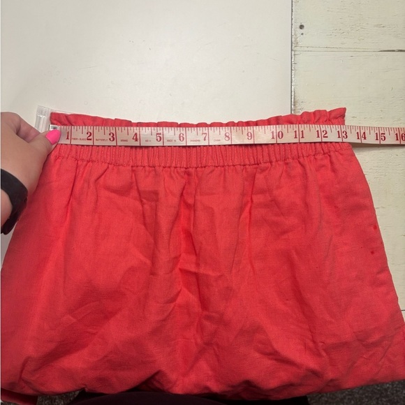 J. Crew Factory Linen-Cotton Blend City Skirt New Size 2 /XS Coral Elastic Waist - Picture 4 of 8